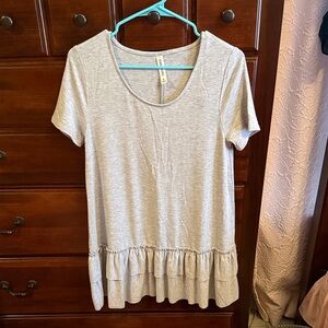 Gray Ruffle Hem Women's Top